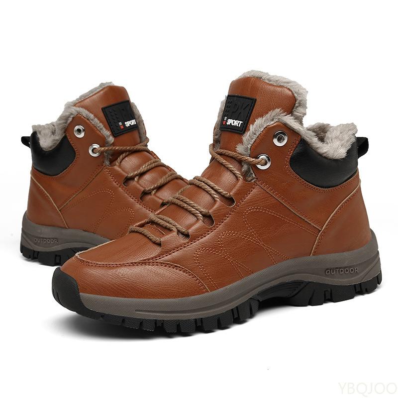Men's Winter Warm Plus Cotton Boots Velvet Waterproof Snow Boots Men's Non-slip Hiking Shoes Casual Comfort Male Shoes Botas