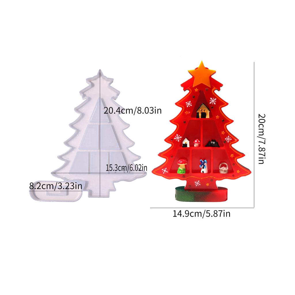 DIY Crafts Silicone Mould Christmas Tree Shaped Epoxy Resin Moulds Jewelry Box Molds for Convenient Storage Container