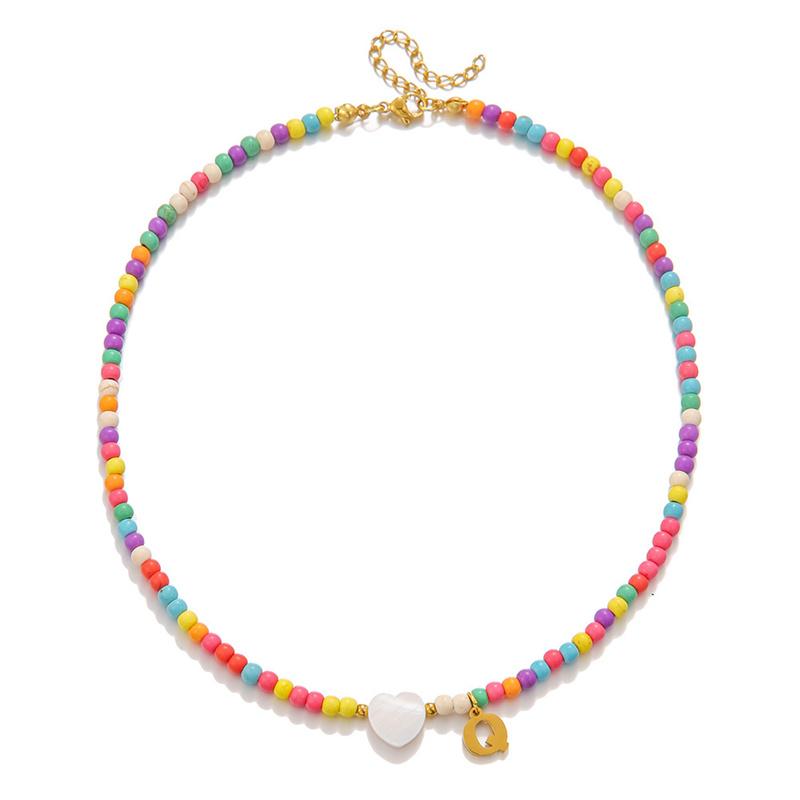2026 New Colorful Beaded Initial Letter Necklaces for Girls Women Handmade Beads Choker Bohemian Necklace Jewelry Gift Wholesale