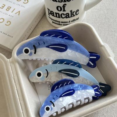 Muweordy Blue Sardine Hair Claw Simulation Fish Marine Animal Claw Clip Beach INS Hot Crab Hair Clips Hair Accessories for Women