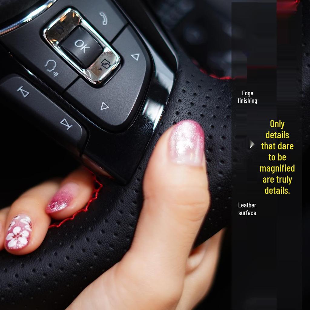 Pokrowiec na kierownicę Volvo S80L Prawdziwa skóra Zamsz Ręcznie szyty Pełne pokrycie dla modelu 2009