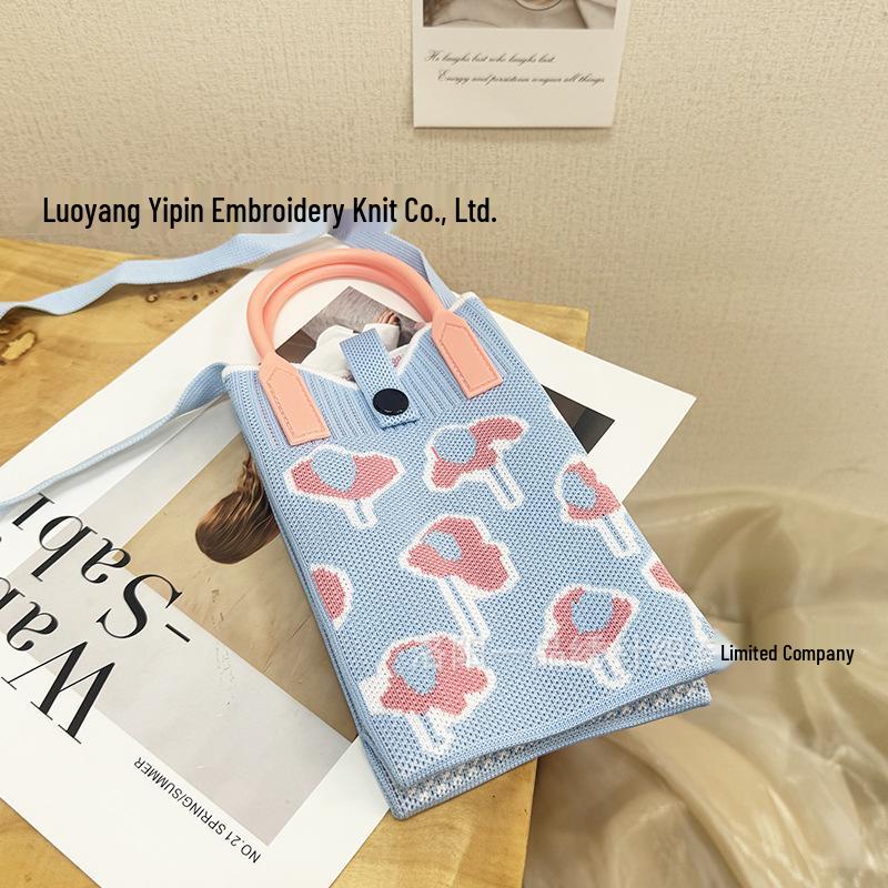 Cute Cartoon Dopamine Knit Crossbody Phone and Coin Bag