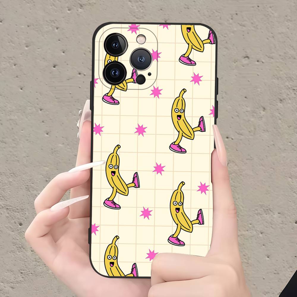 Yellow Banana Eearing Sneakers Black Silicone TPU Phone Case For Iphone17 Air 16 15 14 13 12 Pro 11 Pro Max Plus Cover Case