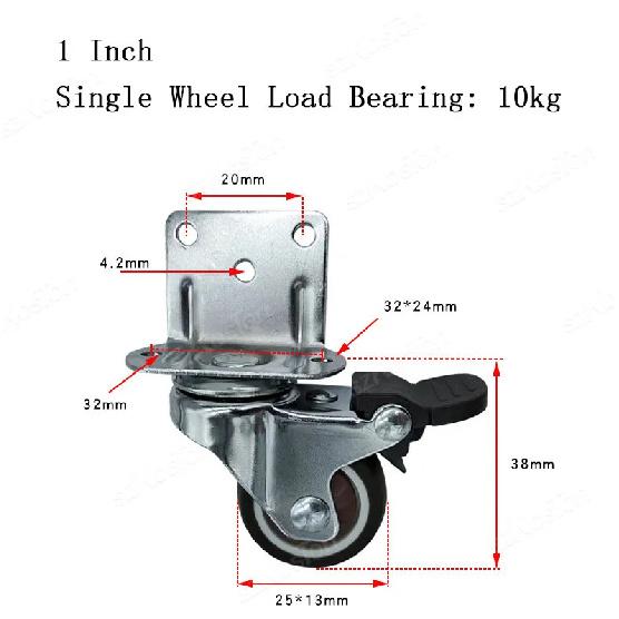 4pcs L-shaped Furniture Casters Wheels Soft Rubber Swivel Caster Quite Roller Wheels for Trolley Baby Crib Bed Wheels Accessory