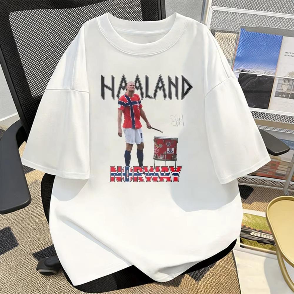 Erling Haaland Norvegia Maglietta Vintage Uomo e Donna Abbigliamento Estivo Moda Alta Qualità Manica Corta Top Streetwear