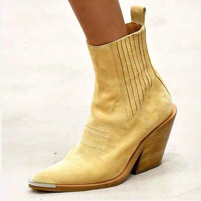 2025 Women Pointed Toe Wedges Ankle Boots Women Solid Suede Comfortable Female Booties Fashion Fall Winter Commuting