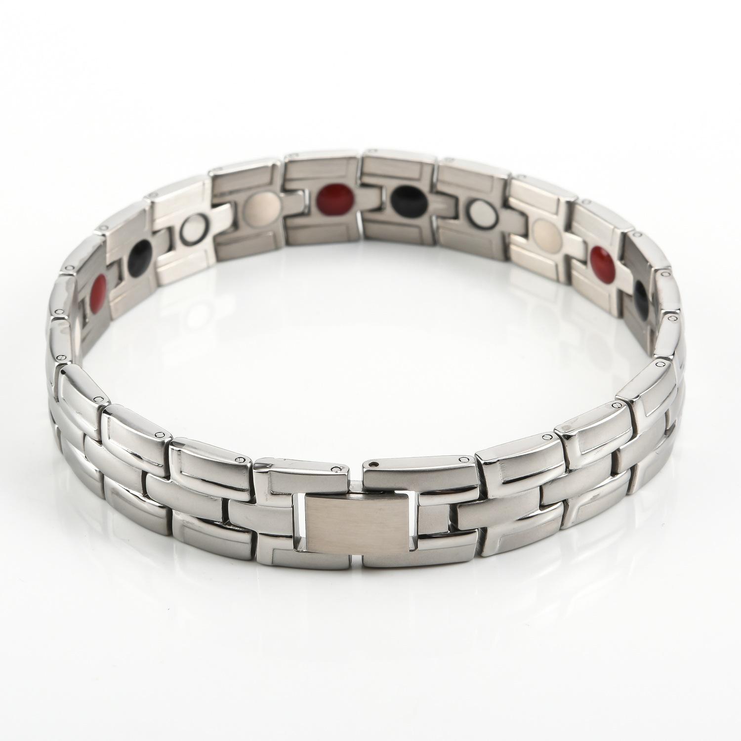 12MM Stainless Steel Bracelet, Personalized Four-in-one Energy Magnet Men s Bracelet, Gold Jewelry.