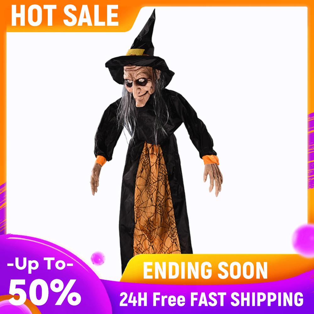 

Halloween Hanging Witch Decoration with Sound & Action Voice Controlled W/ Light-up Red Eyes Outdoor Indoor Hanging Decorations China Mainland