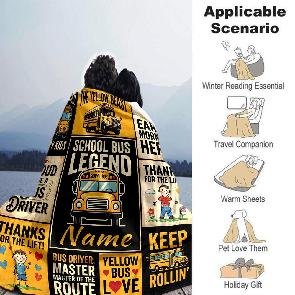 School Bus Legend Home Blanket Customize Your Names Comfortable Soft Lightweight Allseason Multipurpose Blanket For Picnics Sofas Offices Beds Living