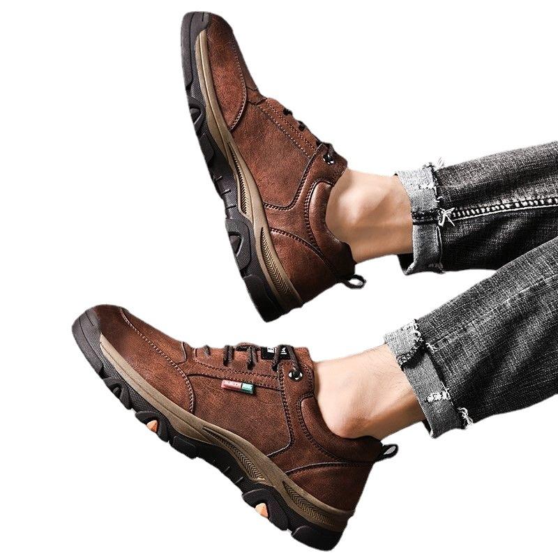 Outdoor Hiking Shoes Hiking Men'S Sports Shoes Autumn And Winter Tooling Commuting Casual Leather Men'S Shoes
