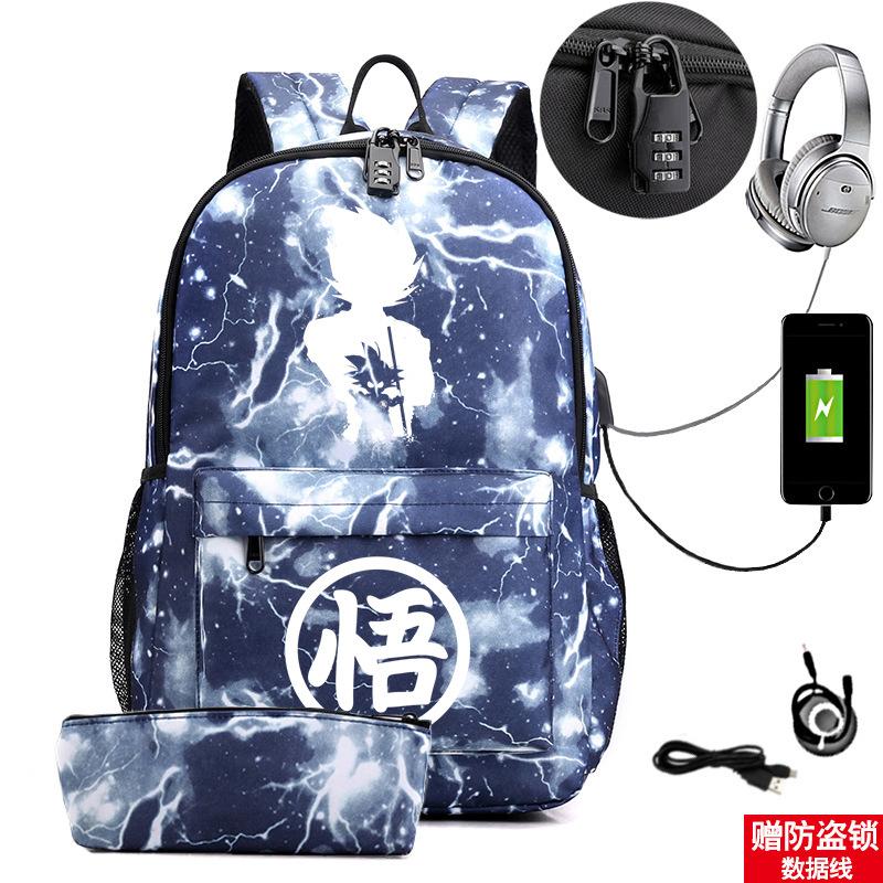 Animation Peripheral Cool Trend Schoolbag Multi-Function Usb Large Capacity Backpack Student Pencil Case Set