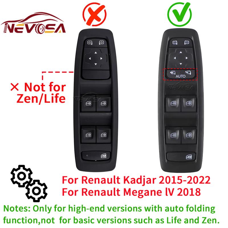 For Renault Kadjar   Megane IV 2018 Power Window Control Switch Left Hand Lifter Regulator Button 25401-2952R 254012952R