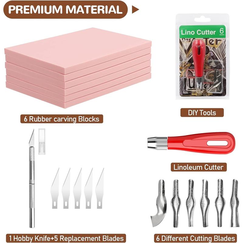 For DIY Stamp Carving Tools Rubber Stamp Making Kit Best Linoleum Block Kit Rubber Stamp Carving Block Complete Crafting Set