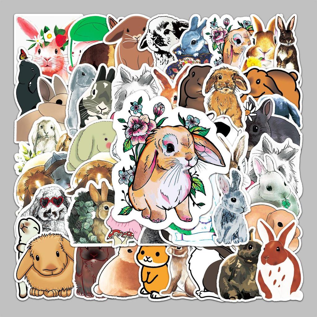 50 Cartoon Rabbit Ins Style Decorative Stickers for Suitcase, Laptop, Scooter, and Car.