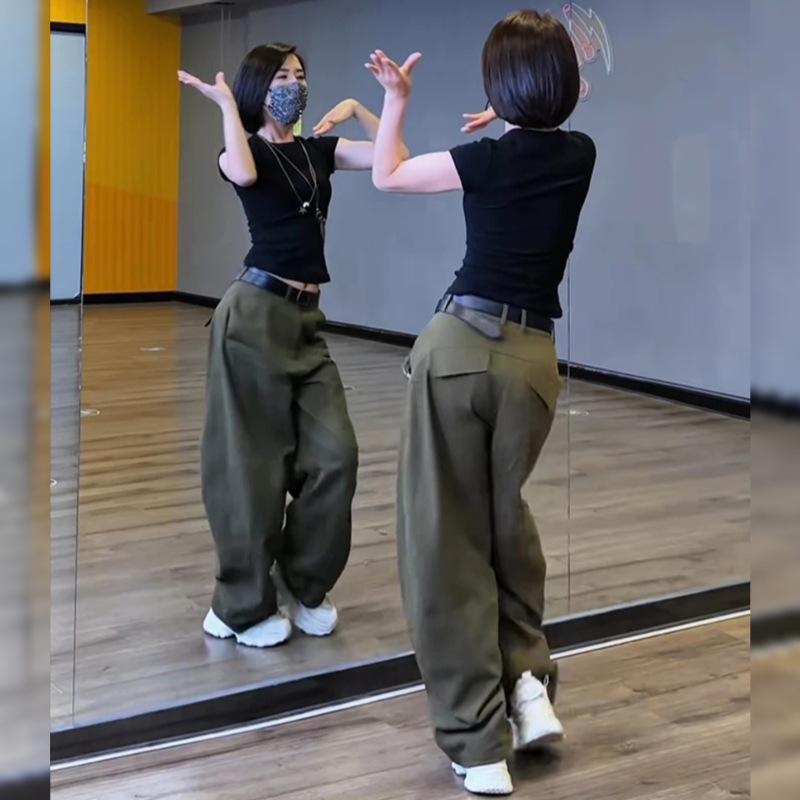 

Plus Size Autumn Jazz Dance Cargo Pants for Women - Loose, Slimming, Trendy, Casual Style XL: 120-140 kg
