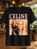 Arte de Retrato Colagem Laranja de Celine Dion Com Letreiros Ousados e Tema de Energia Pop Star Retrô Unissex Unissex Todas as Camisetas