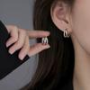 Real 925 Silver Double-layer Zircon Round Hoop Earrings For Women Trendy Fine Jewelry Niche Advanced Accessories