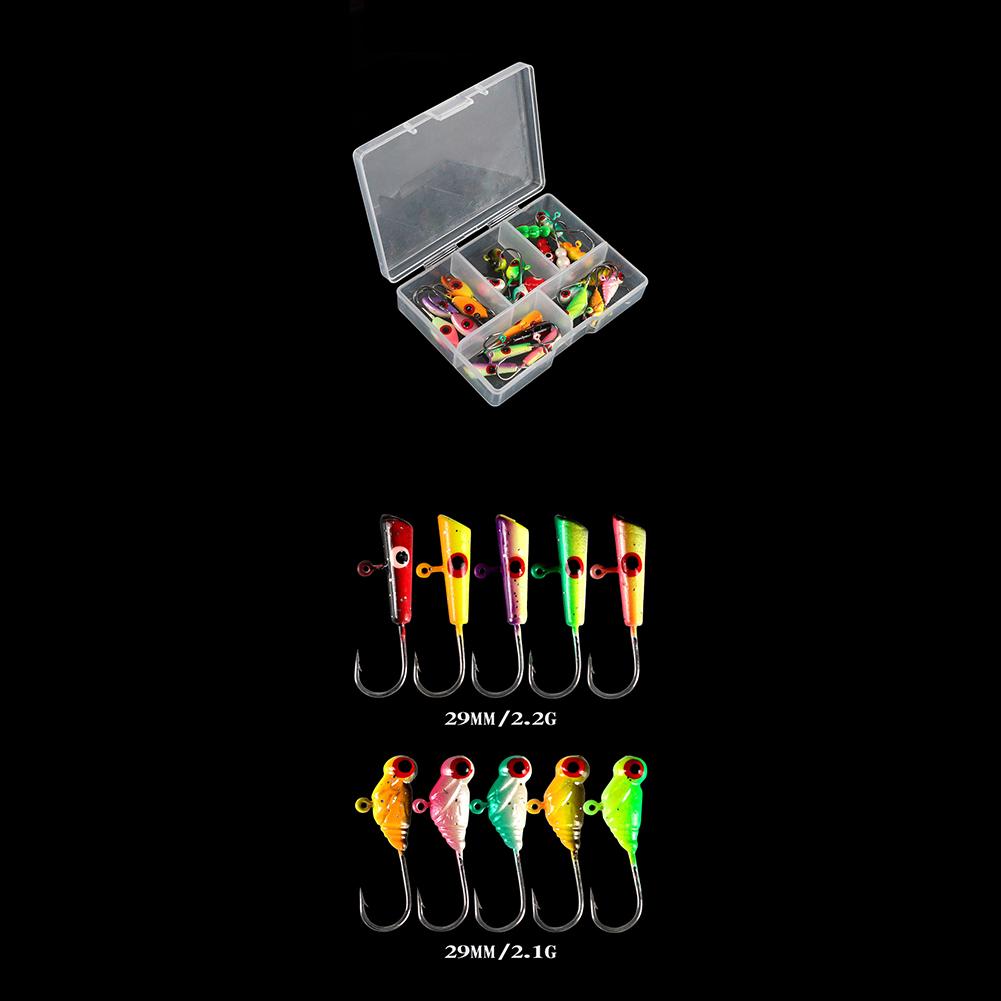 25pcs Artificial Fishing Hooks Luminous High Carbon Steel Winter Ice Fishing Jigs Fishing Tackle