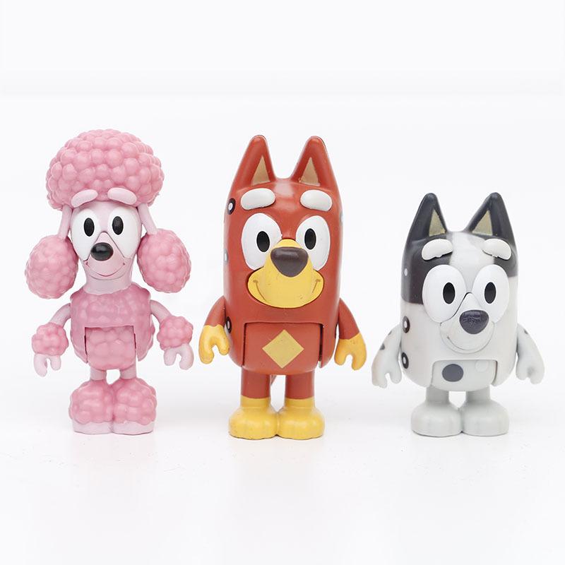 8/12 ks Bluey Bingo Anime Figurka Hračka Sada Kreslená Mini PVC Pohyblivé Klouby Panenka Ozdoby Dovolená Vánoce Dětské Hračky Dárek
