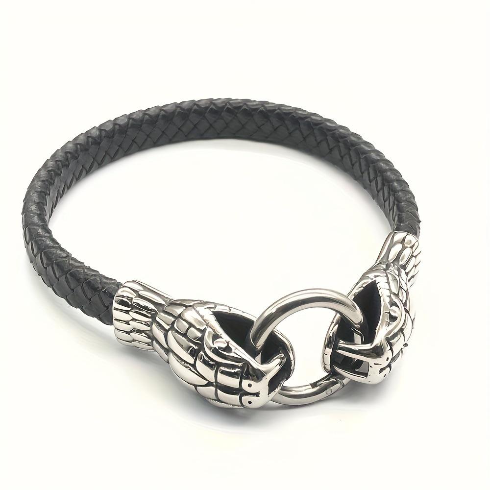 Viking Snake Head Stainless Steel Punk Bracelet Necklace