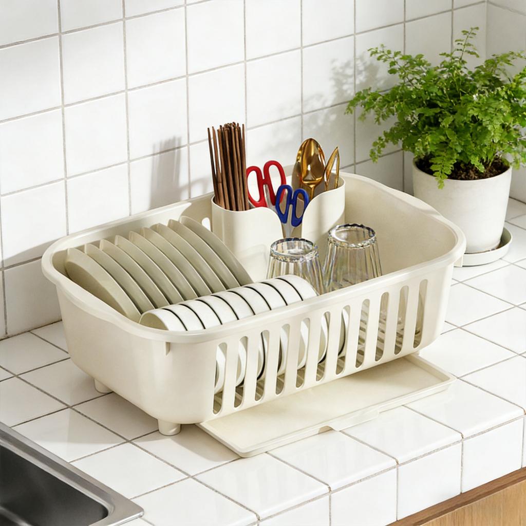 Countertop Dish Drying Rack, Kitchen Storage Rack, Household Dish And Bowl Storage Rack, Multi-functional Storage Basket, Draining Basket.