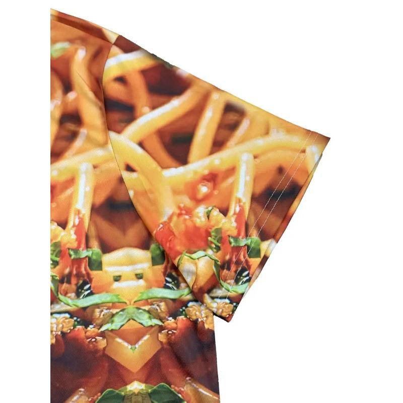 Large Men's French Fries Hamburger Pattern 3D Printed Men's Round Neck Short Sleeved T-shirt Summer Fashion T-shirt Casual Comfortable Versatile Top