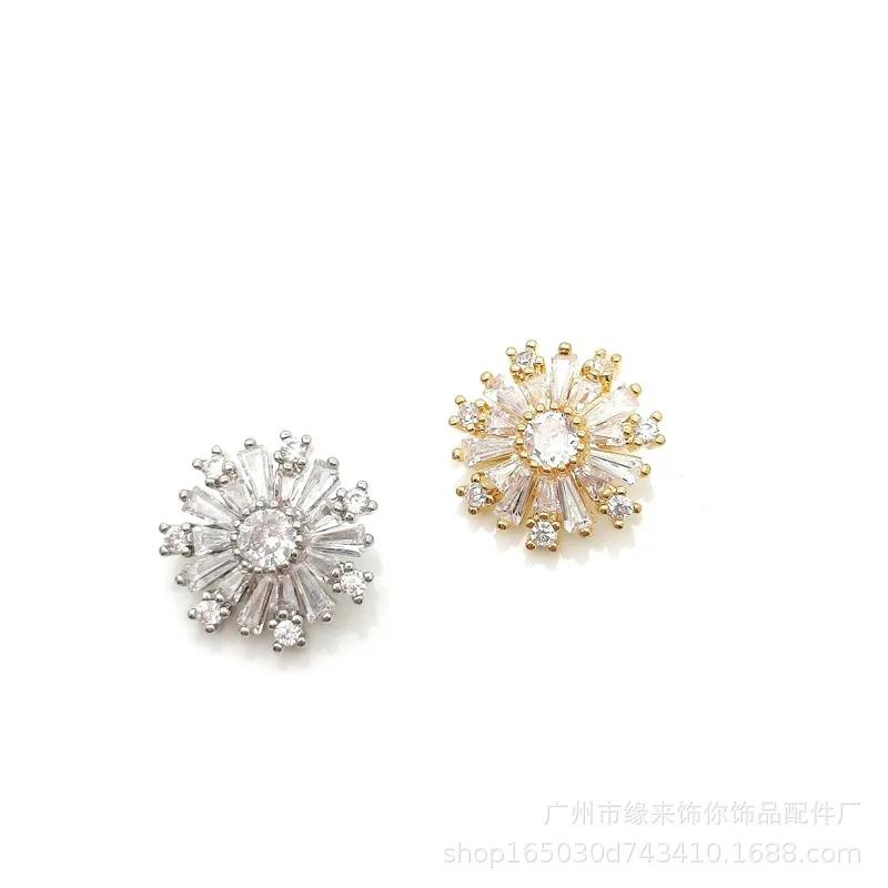 5pc/lot Shining Crystal Flower Buttons Cubic Zirconia Button for Shirt Decorative CZ Sewing Buttons for Cashmere Knit Cardigan