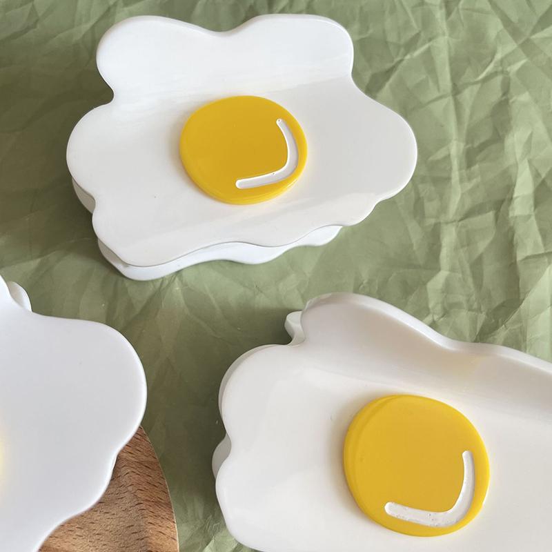 Fun Creative Poached Egg Hair Claw Cute Acetate Claw Clip Headdress For Women Girls Egg Shape Hair Clip Hair Accessories Gift