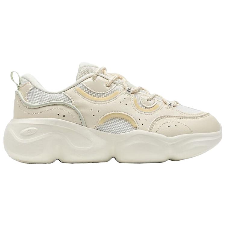 Xtep Fashionable Comfortable Wear-Resistant Shock-Absorbing Low-Top Casual Shoes Women sneaker Beige 975318320006-5