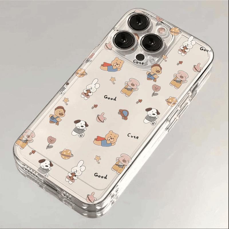 Superman Bear Phone Case for Apple 16 Pro Max, 14, 15, X, XS, 11 Pro - Transparent, Soft, Precise Fit