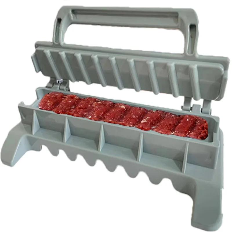Single Row Kebab Maker Bbq Meat Skewer Machine Kebab Press Maker Reusable Plastic Bbq Skewer Maker Kebab Preparation BBQ Tool зелёный