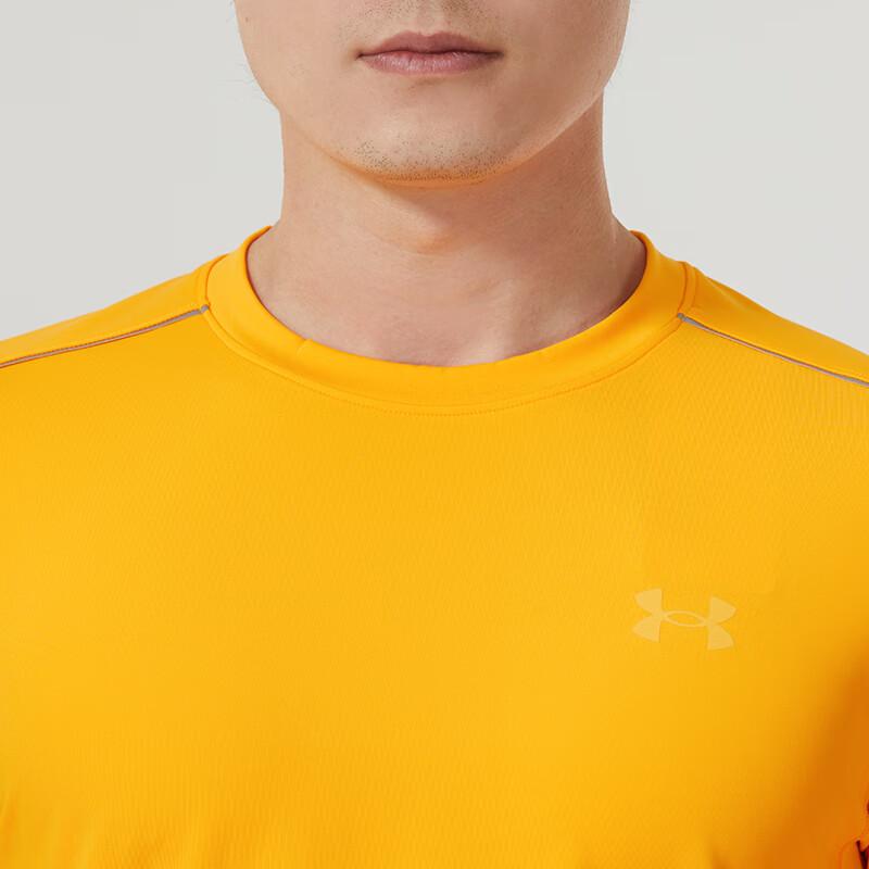 Under Armour Logo Print Comfortable Breathable Slim Fit Long Sleeve T-Shirt Men Tops Orange 1356148-857