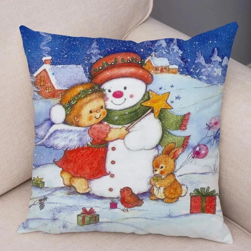 Christmas Themed Pillowcases Car Accessories Office Santa Claus Living Room Sofa Home Pillowcases