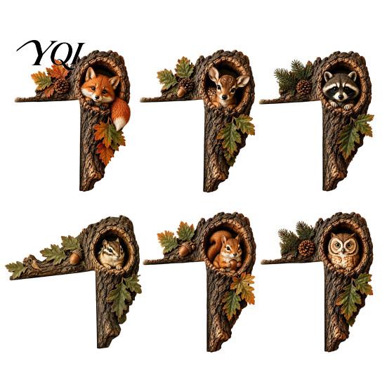 Unique Woodland Themed Gift Chipmunk Tree Hollow Door Topper, Animal Frame Decoration, 3D Wood Country Cabin Interior Accessory Cute Corner