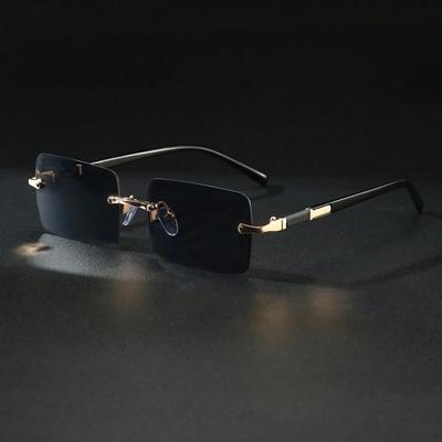 1pc Rimless Sunglasses Rectangle Women Men Shades Small Square Sun Glasses For Female Male Beach Vacation Travel  Eyewear