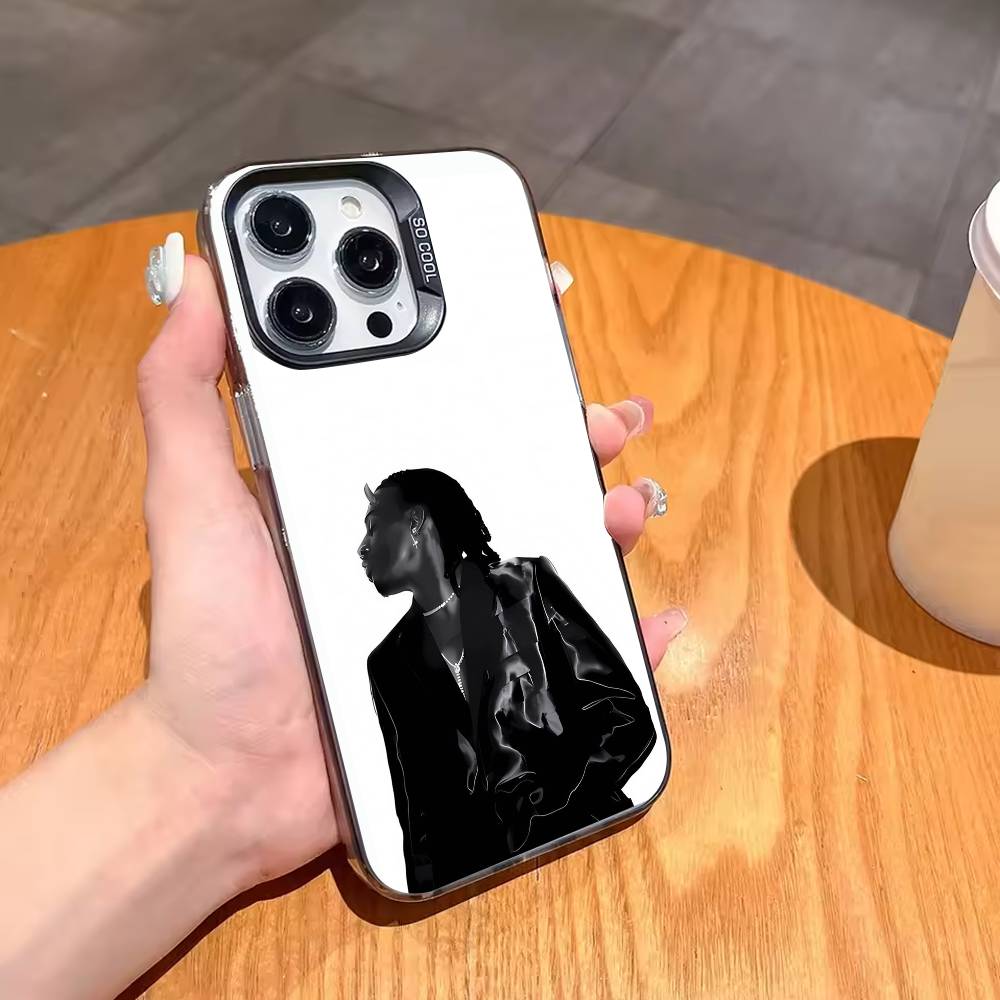T-Travis S-Scott Phone Case For iPhone17 16 15 14 13 12 Pro Max Grey Black Matte Laser Metallic Aurora Funda