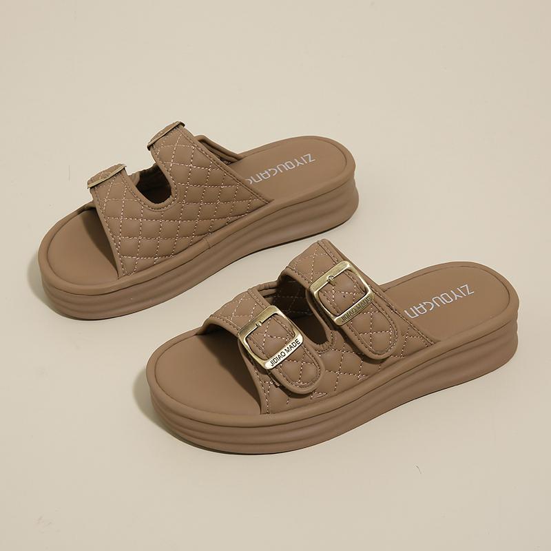 

Fashion CRLAYDK Fashion Women s Basic Slip On Sandals Platform Open Toe Adjustable Buckle Straps Ladies Dressy Slippers Beach Slides 34