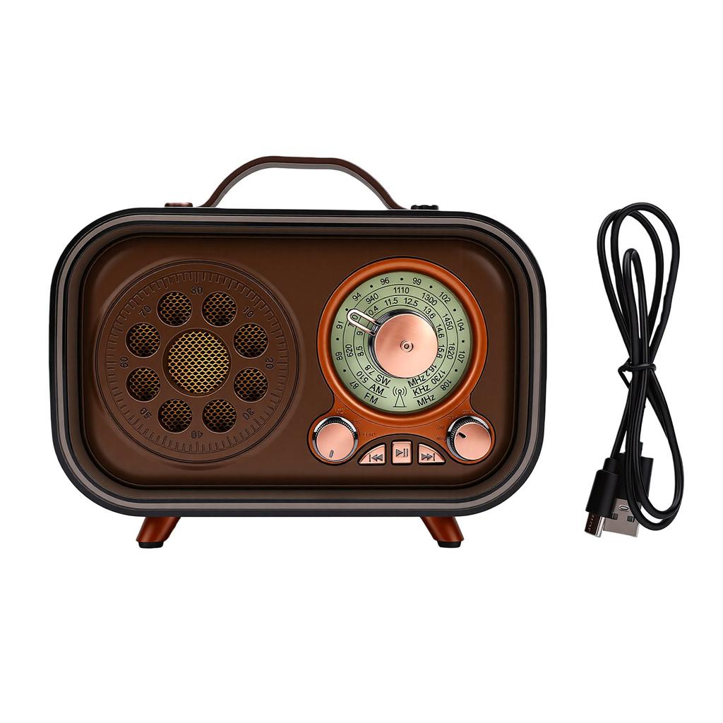 Retro Bluetooth Speaker Radio Rechargeable Portable AM FM SW Radio with Telescopic Antenna for Home Car