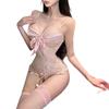 Lace Open Crotch Bodysuit with Bondage Straps - Women's Passionate Bedtime Wear 7042