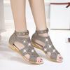 Women Sandals Ladies Wedges Sandals Crystal Fish Mouth Hollow Roma Summer Shoes Fashion Casual Non-Slip Bordered Bling Footweary