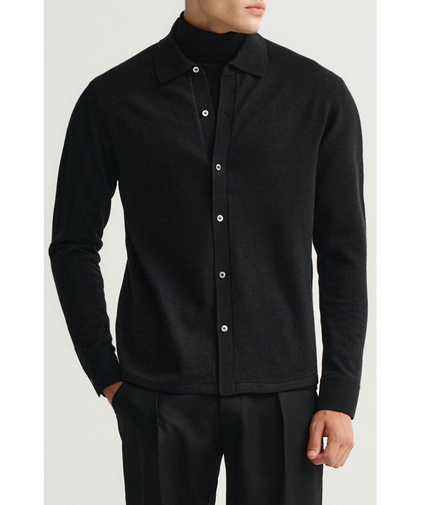 IOLO Silk Blended Knit Shirt_Black
