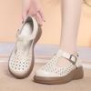 Platform Women's Shoes, Comfortable Flat Shoes, Breathable Soft Leather Sandals for Middle-aged and Elderly Women