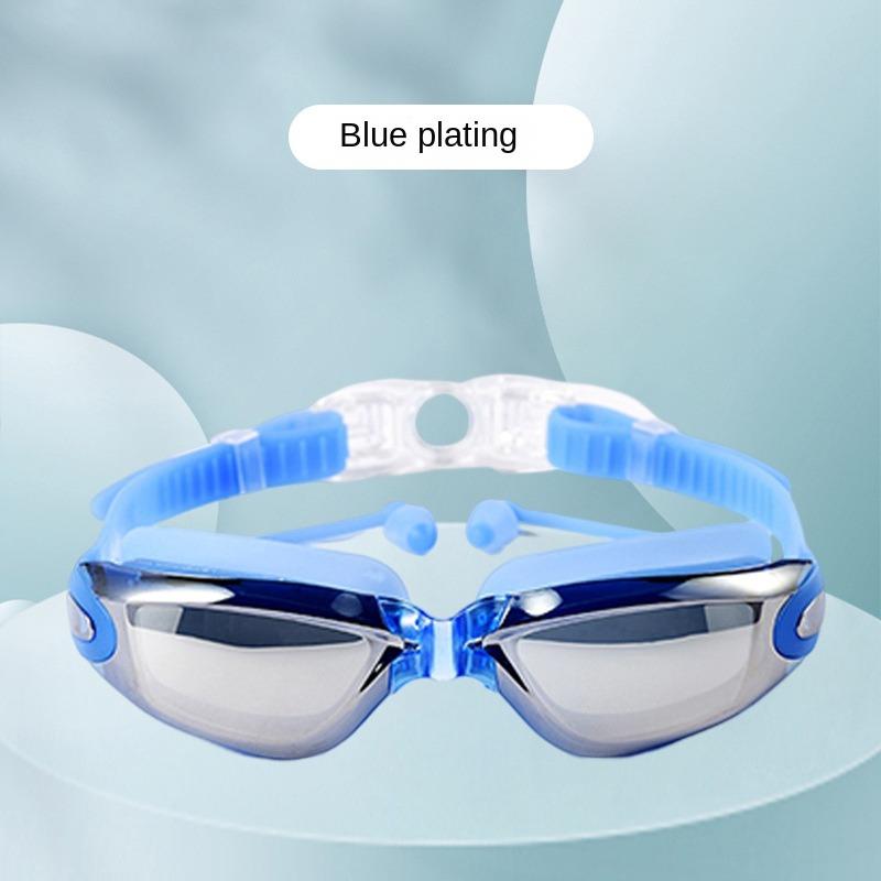 Swimming Goggles Men Women Swimming Glasses One-piece Earplugs Electroplating Boy Girl Swimming Eyepieces Accessories