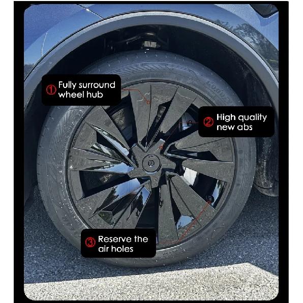 Para Tesla Model Y Juniper 4 Peças Calota de Roda 19 Polegadas Calota de Cubo Substituição Performance Calota de Roda Crossflow 2025 Acessório de Calota Completa