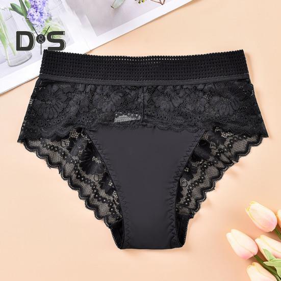 Women Underpants High Waist Hollow Out Lace Soft Breathable Anti Septic Stretchy Moisture Wicking Flower Embroidery Mesh Lady Panties Briefs