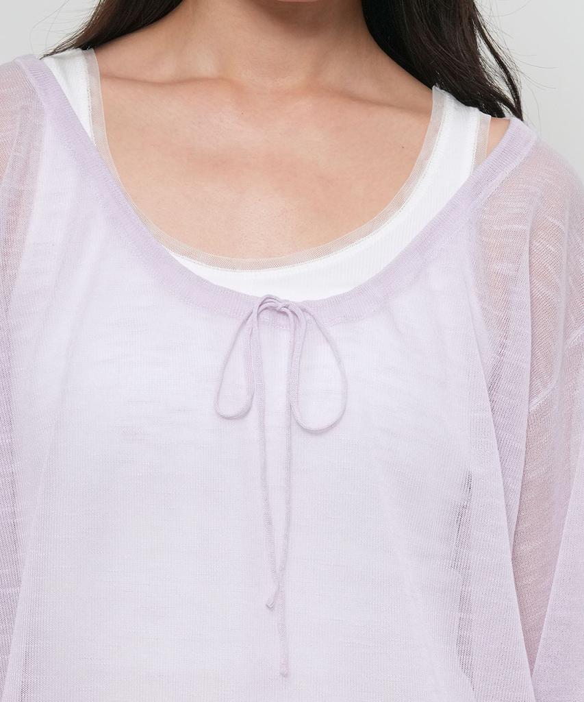 GENERALIDEA See-Through Neck String Knit Pullover [Lavender] / Gf2Lkp543