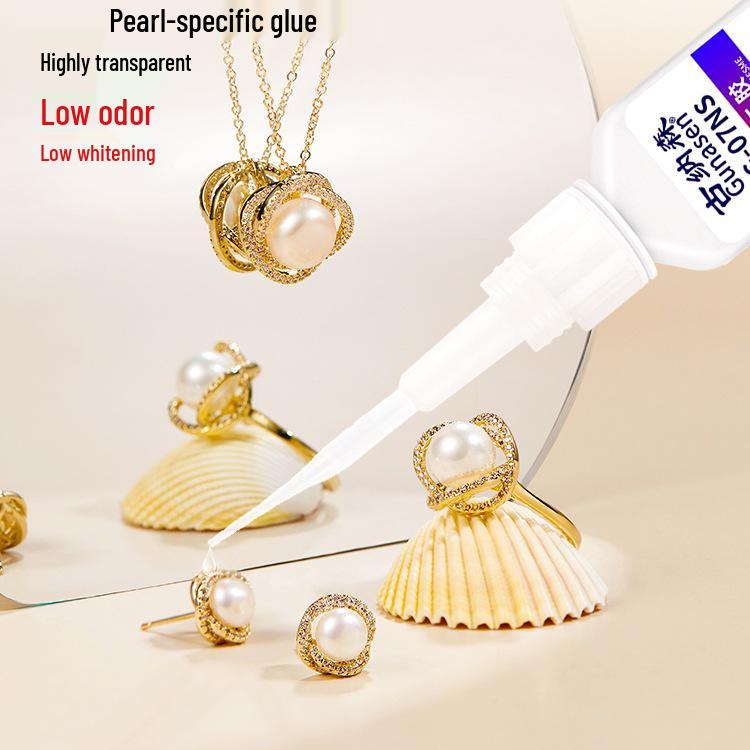 Quick-Dry Transparent Adhesive Gel for Jewelry & DIY - Pearl Glue with Beeswax & Amber for Strong Bond