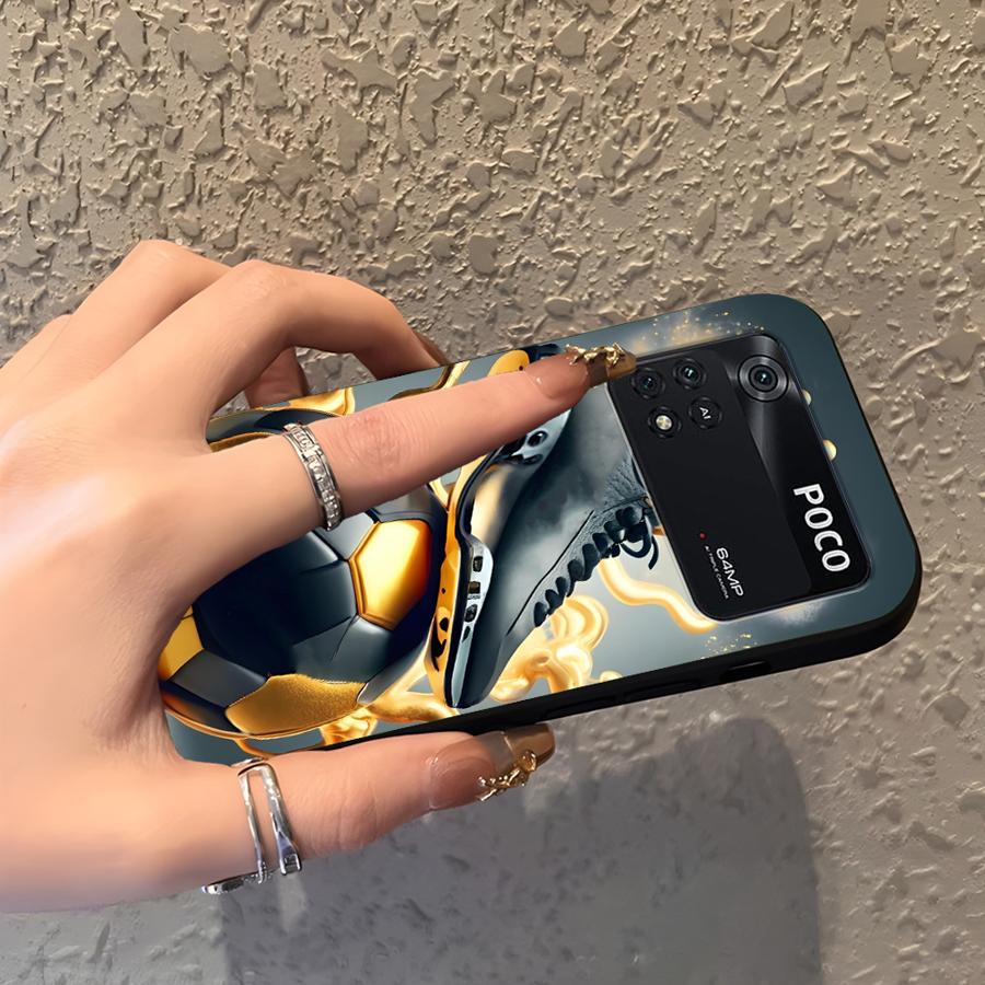 Fußball Krone Hülle Handyhülle Case für Xiaomi Poco F8 M3 M4 M7 Pro F3 M5 C50 C61 X3 X4 X5 X7 Pro F1 C71 C75
