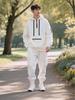 2025 Men's Autumn/Winter Fleece Zip-up Hoodie & Multi-pocket Cargo Pants Sports Set