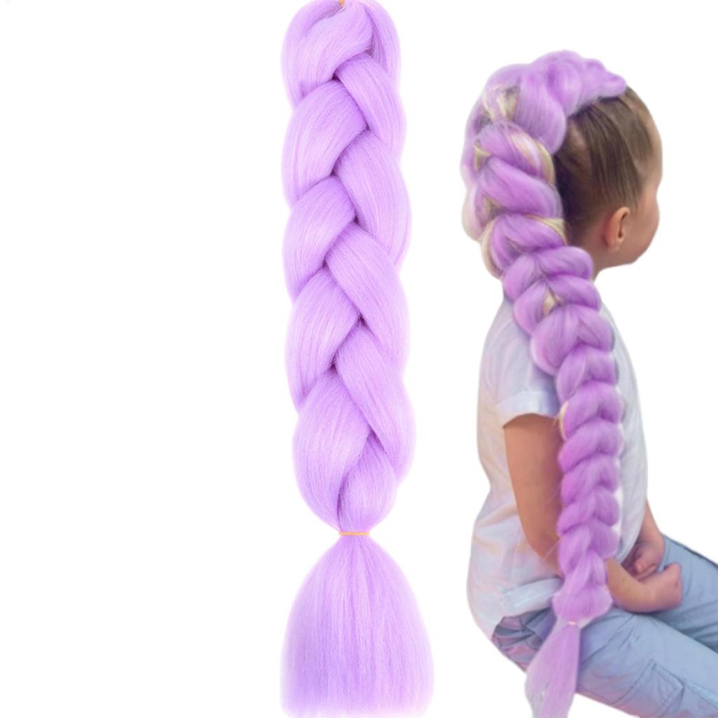 Purple Braiding Hair Extensions Pre Stretched Soft Synthetic Jumbo Braids DIY Ponytail for Party Special Events Festival Costume